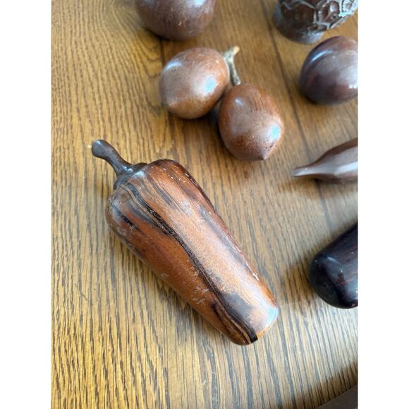 Vintage Wooden Fruit & Vegetables Hand Carved Hardwood MCM Decor - Picture 11 of 11